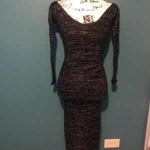 Black and Metallic Tight Sweater Dress sz M